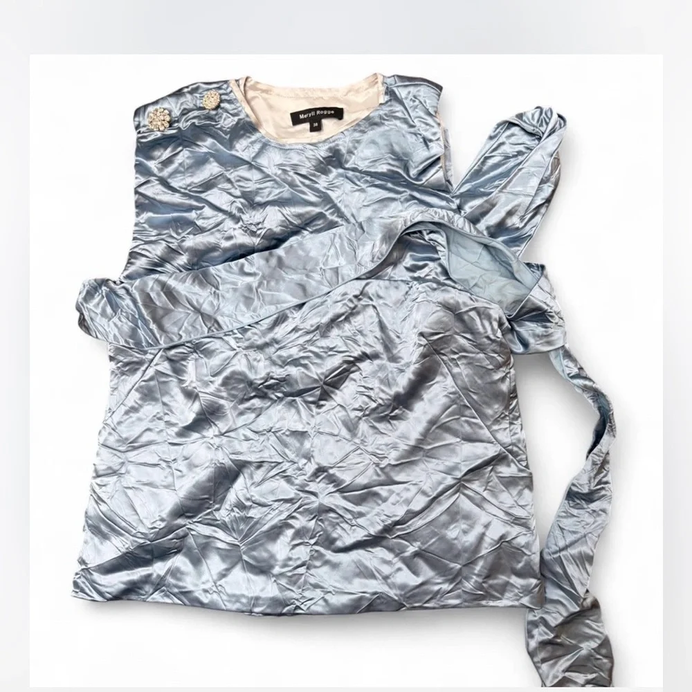 Meryll Rogge silk satin asymmetric wrap top - Picture 1 of 6